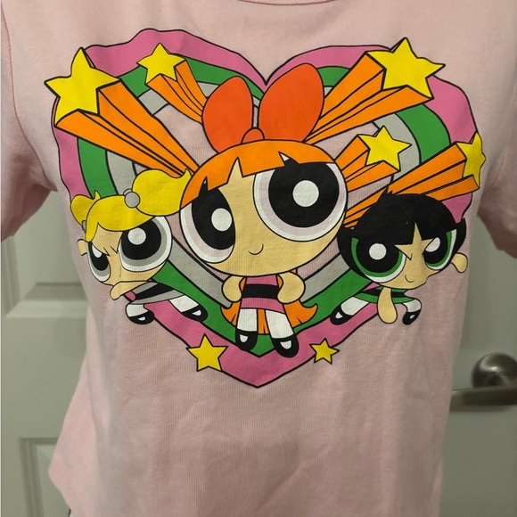 PowerPuff Girls pink graphic cropped heart tee size XL - Picture 8 of 9